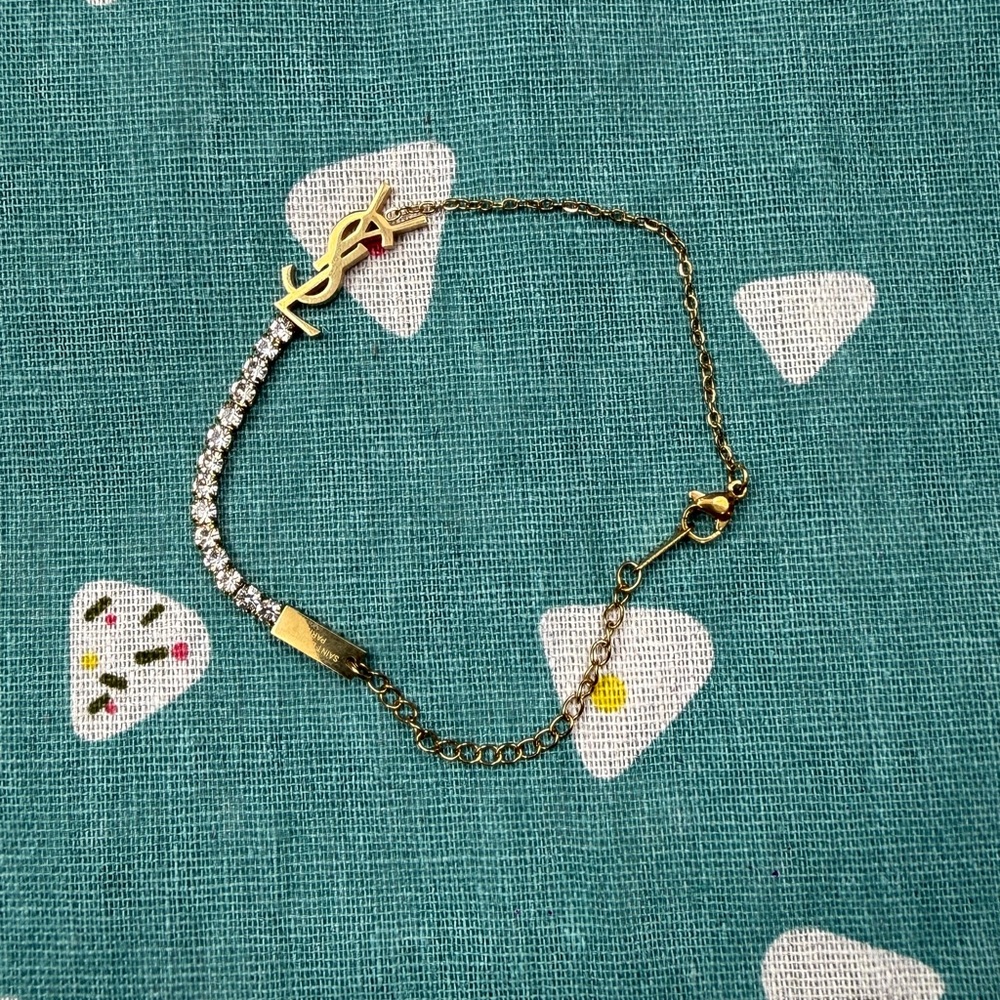 Gold and Crystal Logo Accent Bracelet - Women Jewelry